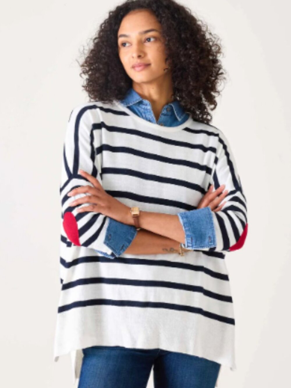 Mersea Amour Sweater Navy Stripe Heart Open Sides OS